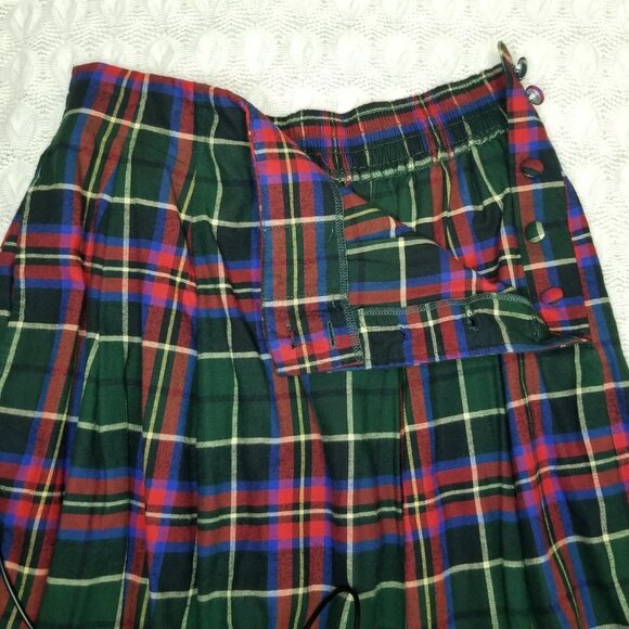 Vintage Talbots Tartan midi skirt red green sz 10 plaid pleated buttons on side - Picture 5 of 11